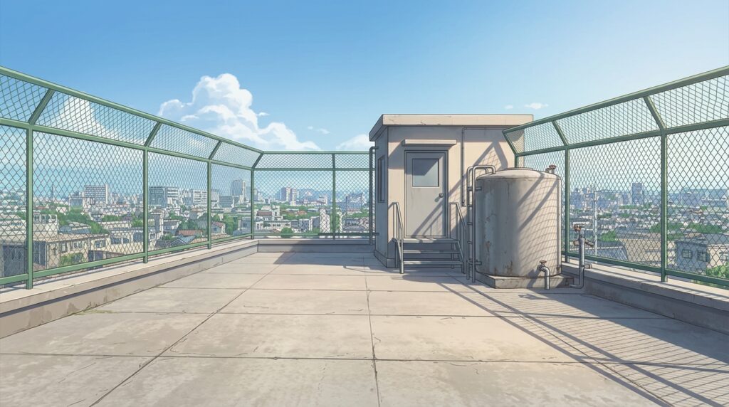 屋上の背景イラスト(昼)