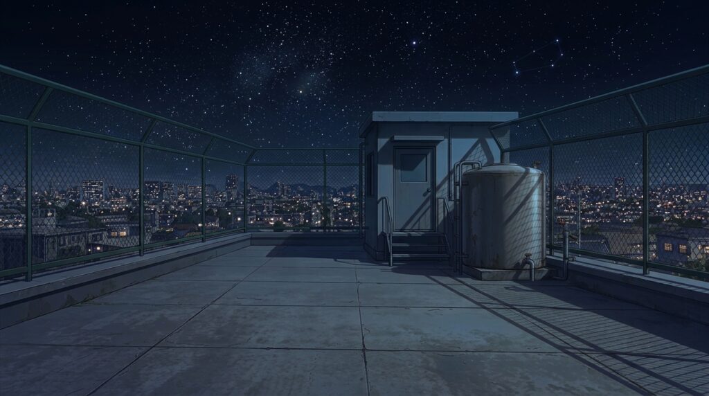 屋上の背景イラスト(夜)