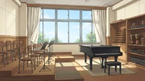 音楽室の背景イラスト（昼）