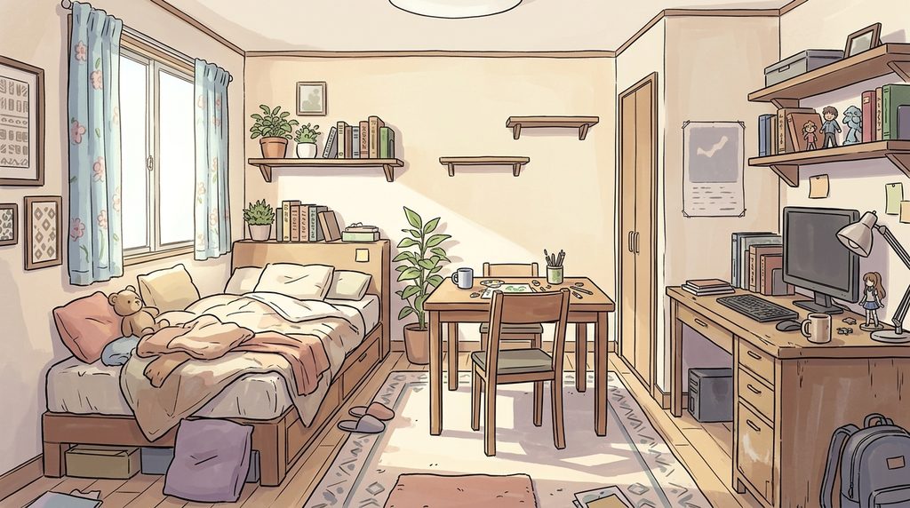 ワンルームの背景イラスト（昼）