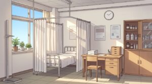 保健室の背景イラスト（昼）