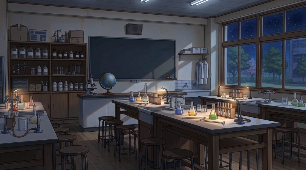理科室の背景イラスト(夜)