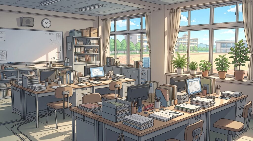 職員室の背景イラスト(昼)