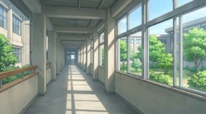 渡り廊下の背景イラスト（昼）